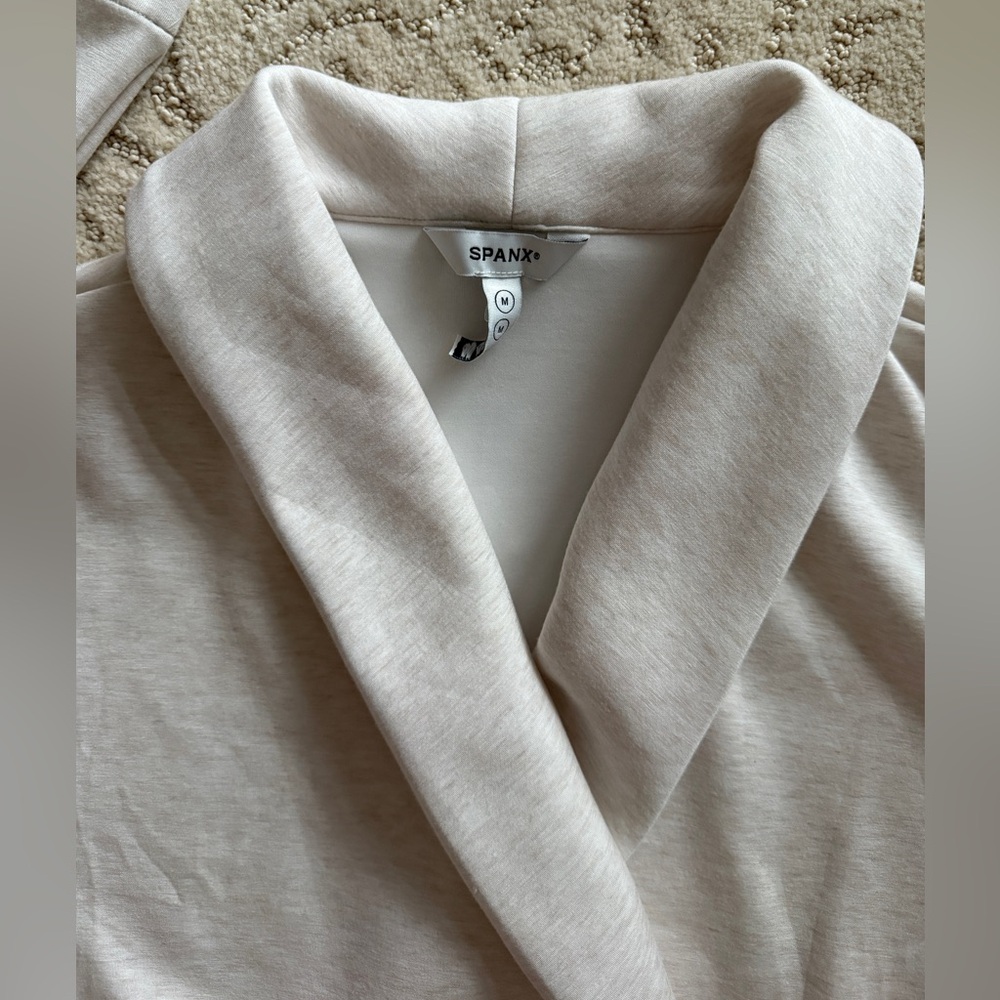SPANX Cream Wrap-Front Long Sleeve Crop Top - Picture 5 of 10